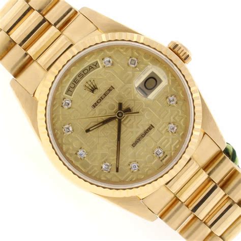 rolex day-date black dial 18k yellow gold president|18k presidential Rolex diamond bezel.